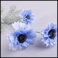 Искусственный куст 72 см голубой василек на 3 цветка