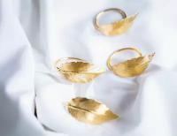 Кольца для салфеток золото амазонии - листья диффенбахии, набор - 4 кольца, Koopman International