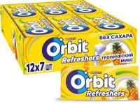 Жевательная резинка Orbit Refreshers Тропический микс, без сахара 16 г, 12 шт. в уп