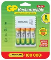 Аккумулятор Ni-Mh 2700 мА·ч 1.2 В GP Rechargeable 2700 Series AA + Зарядное устройство microUSB PowerBank, в упаковке: 4 шт