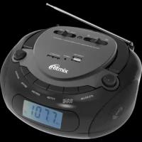 Магнитола RITMIX RBB-030BT black, 5Вт*2, USB/SD, 4х диапазонное радио (FM/AM/SW 1-2)