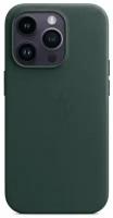 Чехол накладка Leather Case MagSafe 14 Pro, натуральная кожа, Forest Green