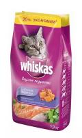 Сухой корм для кошек Whiskas с лососем, с тунцом, с креветками (паштет)