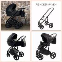 Универсальная коляска Reindeer Raven, 2 в 1, черная, цвет шасси: Black-Matt