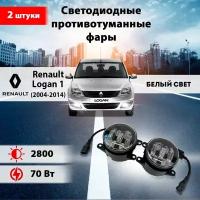 Светодиодные противотуманные фары 70W (2шт.) на Рено Логан 1 / Renault Logan 1 (2004-2014)