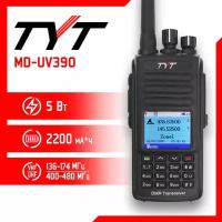 Портативная радиостанция TYT MD-UV390 DMR / Черная с радиусом до 8 км / UHF; VHF