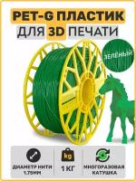 Пластик для 3D принтера PETG, Зеленый, 1,75мм, 1 кг