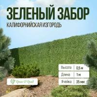 Сетка рабица Зелёный забор, калифорнийская изгородь высота 0,5м, длина 1м, ячейка 35мм