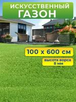 Искусственный газон 100 на 600 см (высота ворса 8 мм) искусственная трава в рулоне