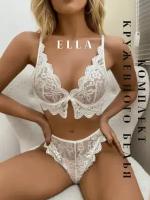 Нижнее белье Ella For Women, кружевное, сексуальное, 46 размера, белый цвет