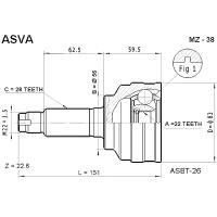 ASVA mz-38 (0K2N22560 / 0K2N42560 / 0K2NC2251) шрус наружный 22x56x28 Mazda (Мазда) Mazda (Мазда): capella 626 telster cargo gfer