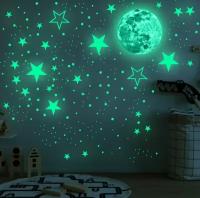 Светящиеся наклейки на потолок флуоресцентные декоративные звезды / луна и звезды