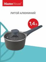 Кастрюля из литого алюминия с антипригарным покрытием и стеклянной крышкой Шеф Андреа 4,2л