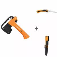 Набор Универсальный топор Fiskars XXS, X5 + Пила SW73 + Нож