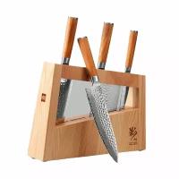 Набор ножей HuoHou Set of 5 Damascus Knife Sets HU0073, 4 ножа с подставкой