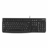 Клавиатура Logitech K120 черная, офисная, 104 клавиши, защита от воды USB 1.5м, RTL