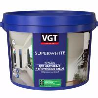 Краска для Наружных и Внутренних Работ VGT Superwhite ВД-АК-1180 1.5кг Акриловая, Супербелая, Матовая / ВГТ