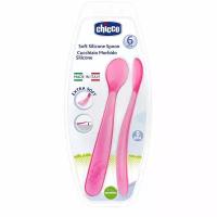 Набор ложек Chicco Softly Spoon, 6 мес+ (уп. 2 шт.), розовый