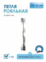 Петля мебельная рояльная, 250 х 35 мм, нержавеющая полированная (1 шт)