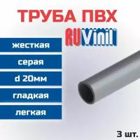 Труба ПВХ Ruvinil гладкая жесткая легкая d20мм L1000 3шт