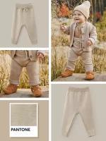 88517, Штанишки для новорожденных Happy Baby, вязаные брюки для мальчика и для девочки из хлопка и акрила, бежевые, рост 80-86