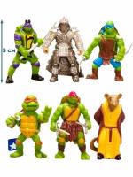 Фигурки Черепашки-ниндзя TMNT 6 в 1 неподвижные, 5 см