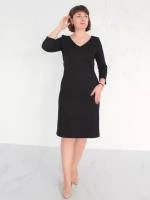 Платье женское вечернее футляр с V образным LUCKY DAY, ЛДМ006/1, Черный трикотаж, размер 50