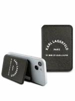 Lagerfeld магн. бумажник-стенд Wallet MagSafe Cardslot Stand Saffiano RSG logo Black