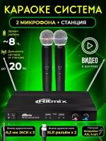 Вокальная радиосистема Ritmix RWM-221, два беспроводных микрофона, отдельные регуляторы, приём 60 метров, черные