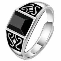 Кольцо Мужской перстень печатка с обсидианом