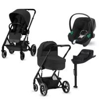 Коляска 4в1 Cybex Balios S Lux 2023 Moon Blak c базой isofix (с адаптером и дождевиком)