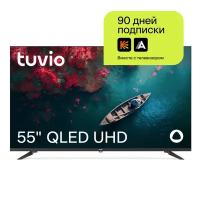 55” Телевизор Tuvio 4K ULTRA HD QLED Frameless на платформе YaOS, TQ55UFBTV1, черный