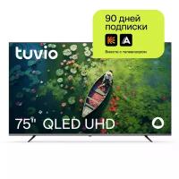 75” Телевизор Tuvio 4K ULTRA HD QLED Frameless на платформе YaOS, TQ75UFBTV1, черный