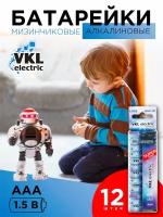 Алкалиновые батарейки VKL Electric AAA 12 штук в упаковке