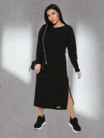 Платье женское трикотажное, черный,размер 54