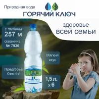 Вода Горячий Ключ скважина 7936. Объем 1.5л*6. Газированная, Вода минеральная газированная природная чистая лечебная, выводит токсины