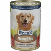 Happy Dog Natur Line влажный корм для взрослых собак с телятиной и сердцем - 410 г х 12 шт