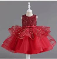 Нарядное платье для девочки, размер 120, красный