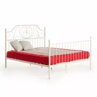 Кровать TETCHAIR ERIC Wood slat base, металл, 160*200 см (Queen bed), Белый (butter white) (состоит из 2х коробок)