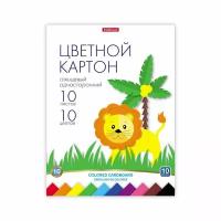 Картон цветной А4, 10 листов, 10 цветов ErichKrause, глянцевый, на склейке, плотность 170 г/м2 (комплект из 11 шт)