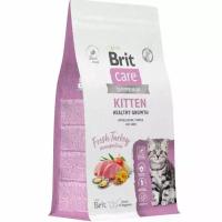 Сухой корм Brit Care Cat Kitten Healthy Growth с индейкой для котят, беременных и кормящих кошек, 7кг