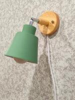 Зеленый настенный светильник с выключателем, Бра светильник с проводом, Е27