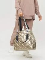 Женский золотой шоппер, черная женская сумка, сумка на плечо, большая женская сумка, зимний шоппер, зимняя сумка, подарок, женские сумки, подарок