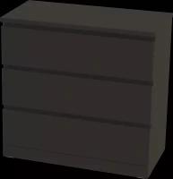 Варма 3 комод с 3 ящиками, черный, шпон, 80x78x40 (Malm IKEA)