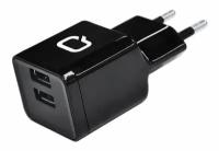 Зарядное устройство сетевое 2xUSB 2.1A Type-C cable черное Qumo Energy (Charger 0002)