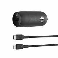 Belkin BoostCharge 30W USB-C Car Charger + USB-C to Lightning cable, черный