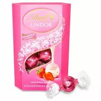 Конфеты Lindt Lindor Шоколадные трюфели с клубникой / White with strawberries, cream 200 гр (Германия)