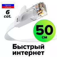 Кабель для интернета GCR PROF плоский UTP cat.6 10 Гбит/с RJ45 LAN медный контакты 24K GOLD (GCR-LNC62) белый 3.0м