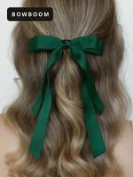 Зеленый атласный бант для волос на заколке-автомат для девочек и женщин. Украшения и аксессуары для волос