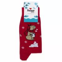 Носки St. Friday Носки с капибарами St.Friday Socks, размер 38-41, красный, коричневый, белый